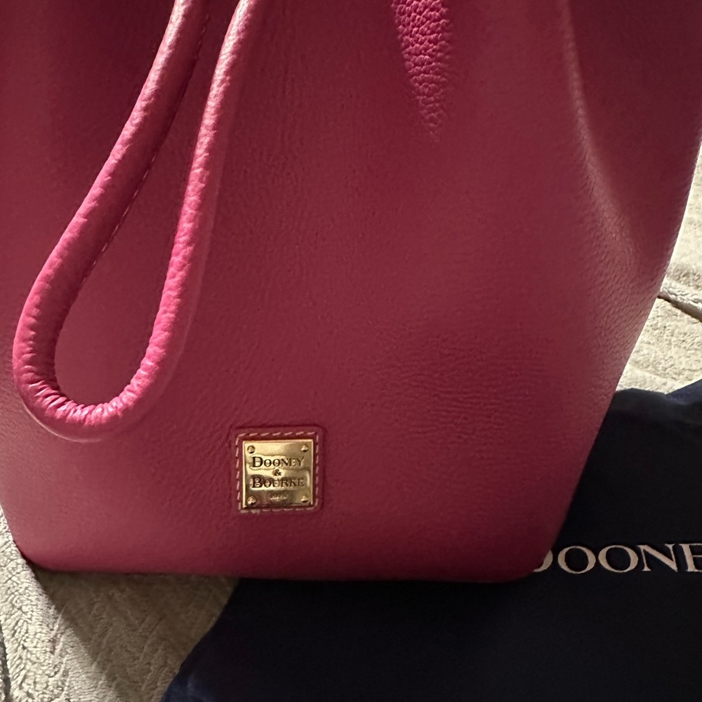 Dooney & Bourke Fuchsia Leather Drawstring Shoulder Bag